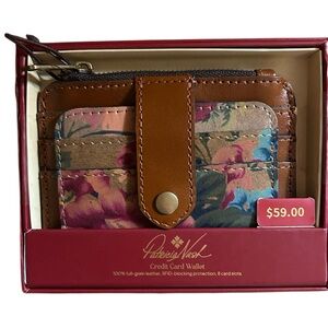 Patricia Nash Cassis Leather ID Wallet Vintage Victorian Garden Print NWT
